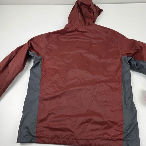 Columbia Jacket Mens Medium Burgundy Gray Omni-Tech Waterproof Hooded Breathable - Picture 11 of 16